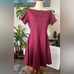 NWT XL Burgundy Skater Dress High Low